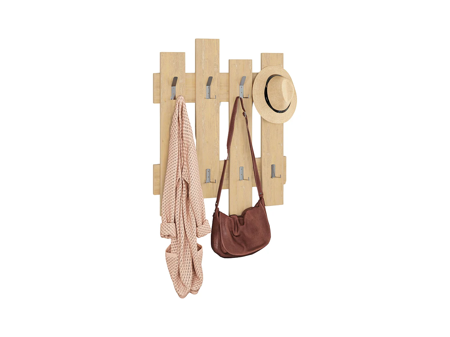 Porte-manteau mural de clôture en chêne saphir, 64 x 81 cm