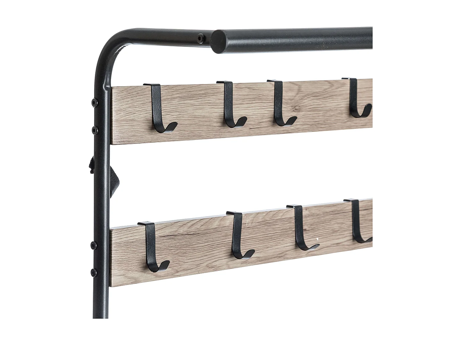 Cabide de entrada e piso em carvalho preto e claro