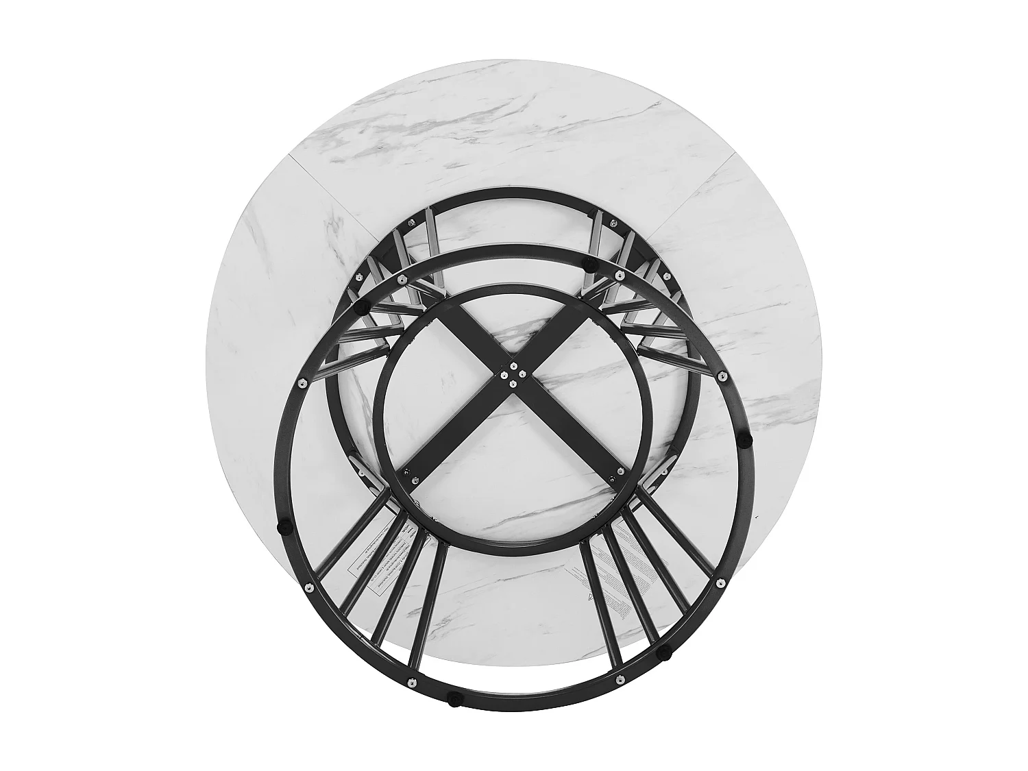 Ronde eettafelset (100x100x75 cm) + 4 groene fluwelen stoelen - zwarte metalen poten