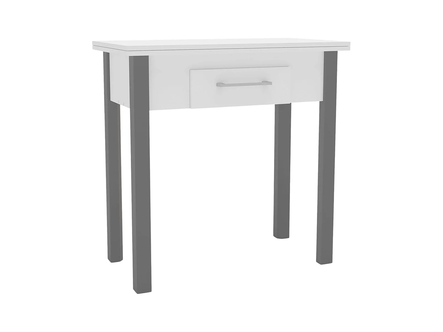 Table de cuisine Sendai avec tiroir pour 2 personnes en mélaminé blanc et gris 80x75x40 cm