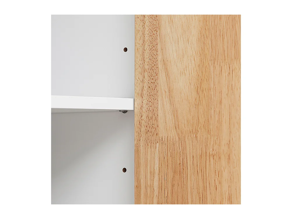 SoBuy Chariot de cuisine îlot avec plan de travail en hévéa, tiroirs, blanc