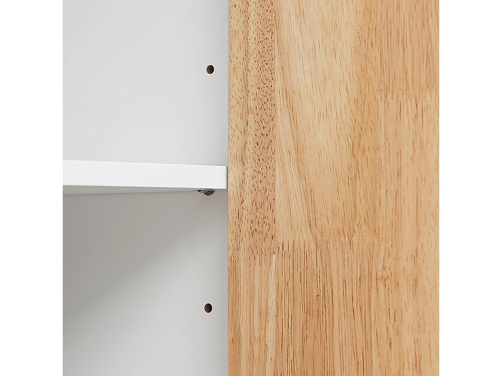 SoBuy Chariot de cuisine îlot avec plan de travail en hévéa, tiroirs, blanc