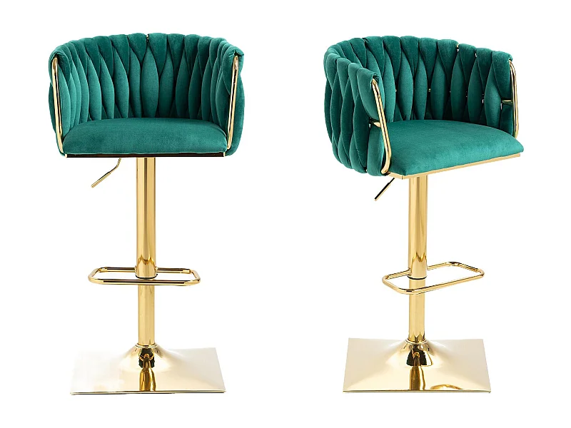 Set van 2 fluwelen stoelen - opengewerkte geweven rugleuning en gouden poten - Ideaal voor chique en eigentijdse interieurs