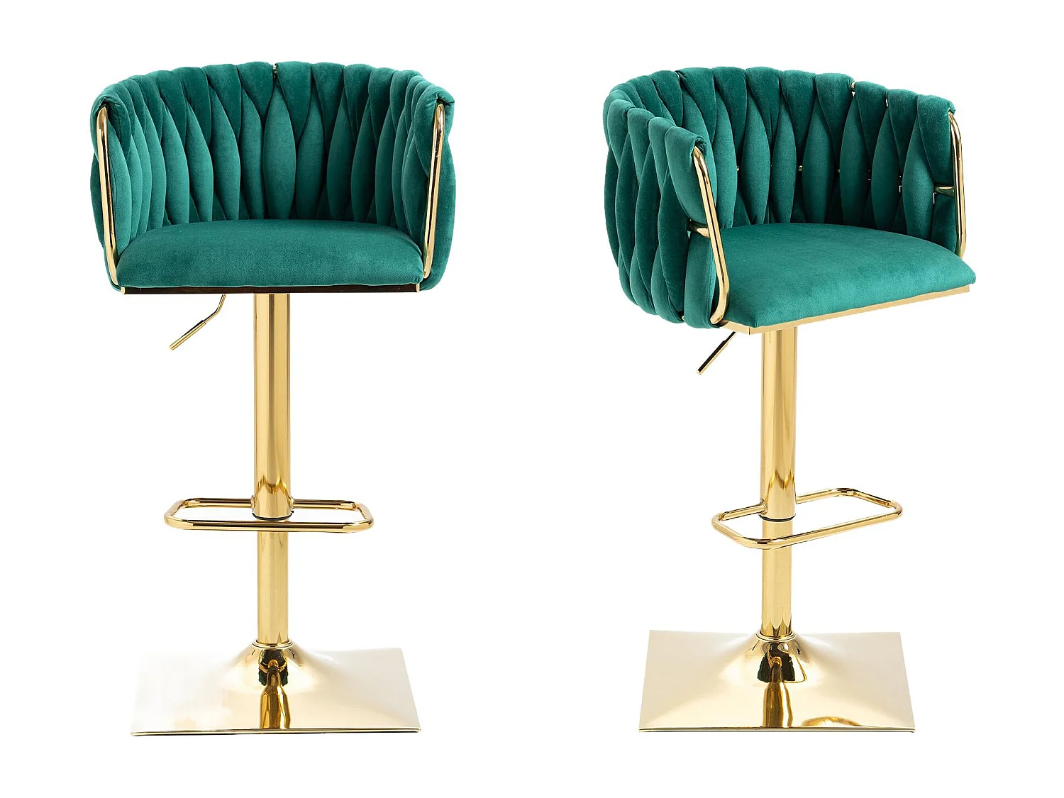 Set van 2 fluwelen stoelen - opengewerkte geweven rugleuning en gouden poten - Ideaal voor chique en eigentijdse interieurs