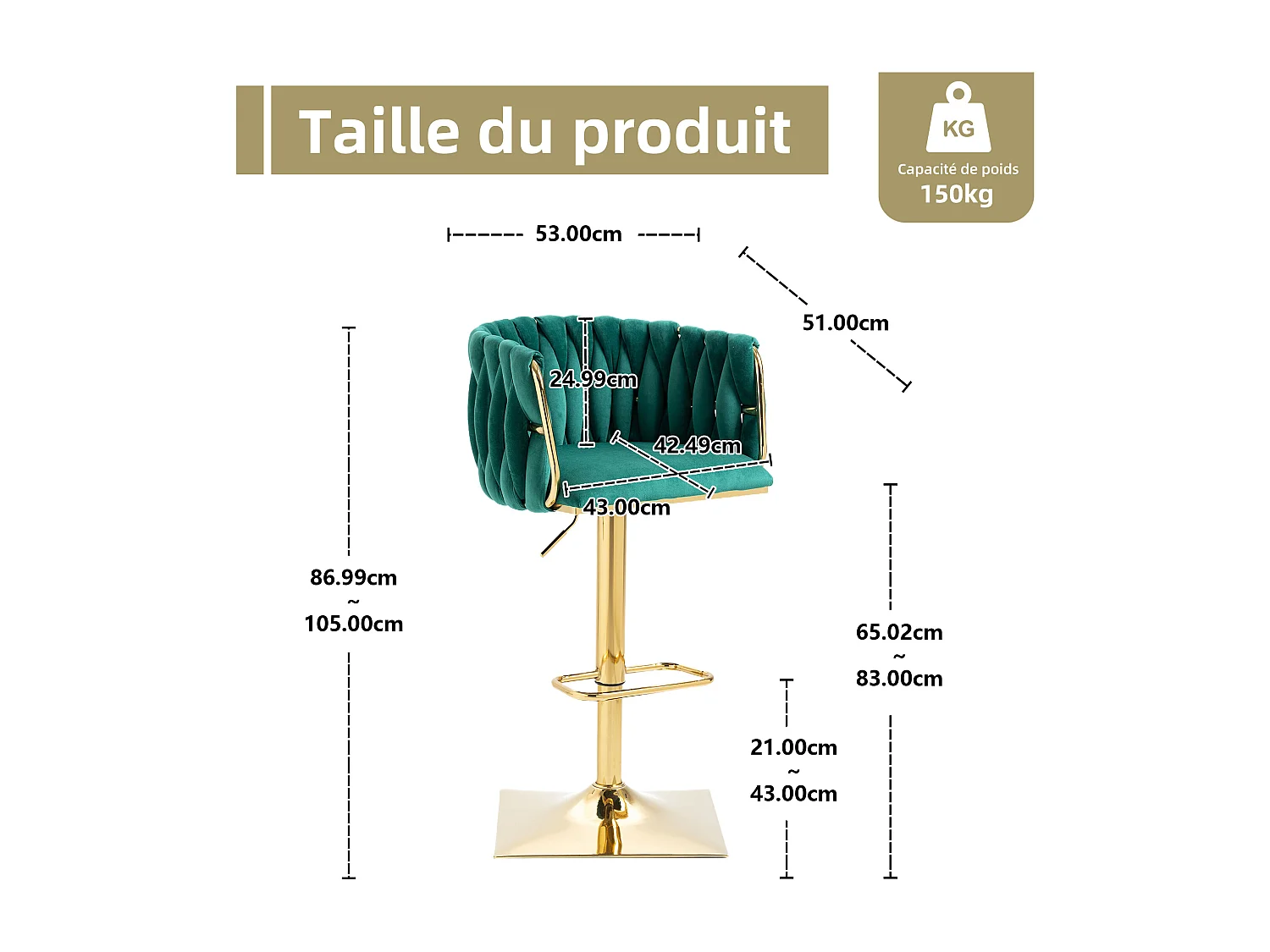 Set van 2 fluwelen stoelen - opengewerkte geweven rugleuning en gouden poten - Ideaal voor chique en eigentijdse interieurs