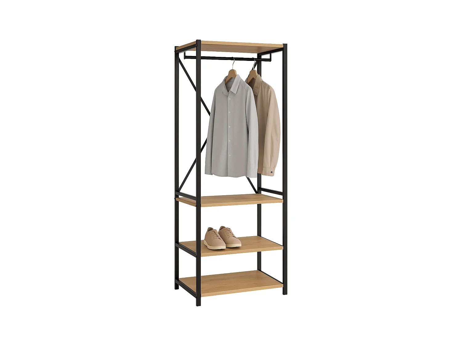 Perchero Rus Roble Safir y Negro 160cm