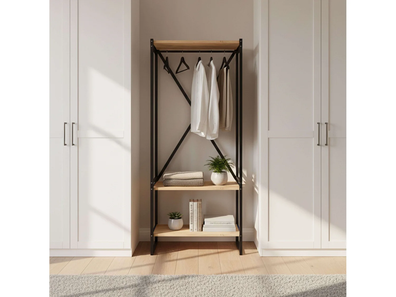 Porte-manteau Rus Safir Chêne et Noir 160cm