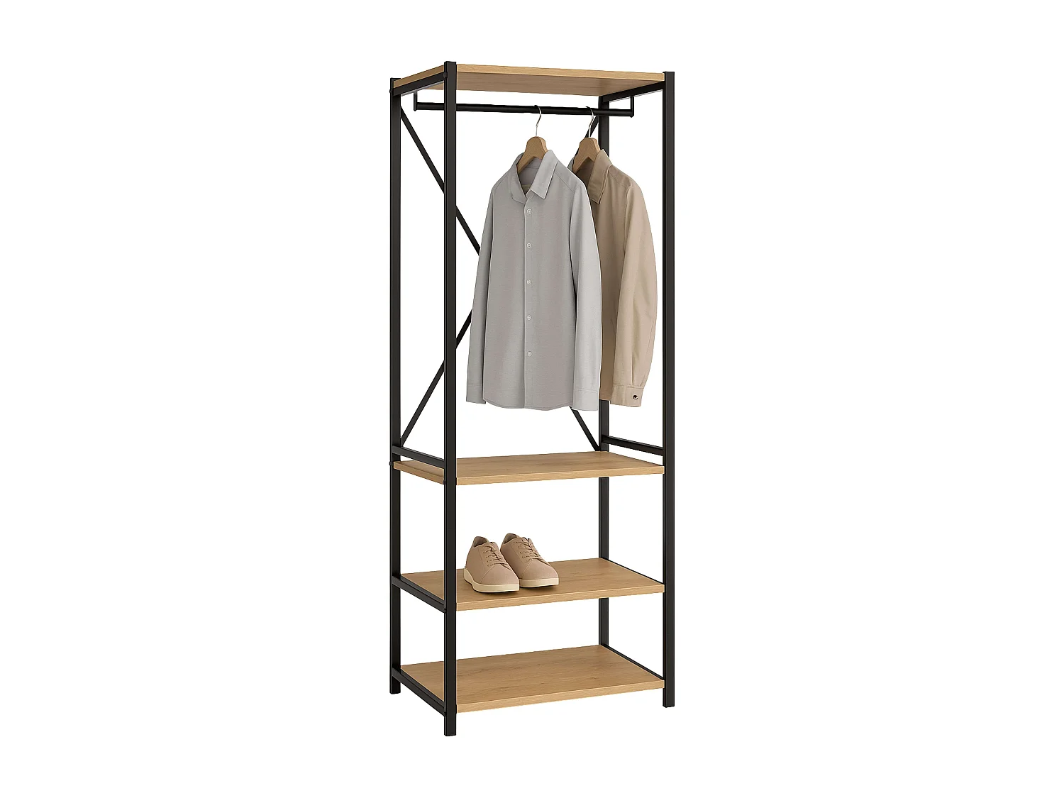 Porte-manteau Rus Safir Chêne et Noir 160cm