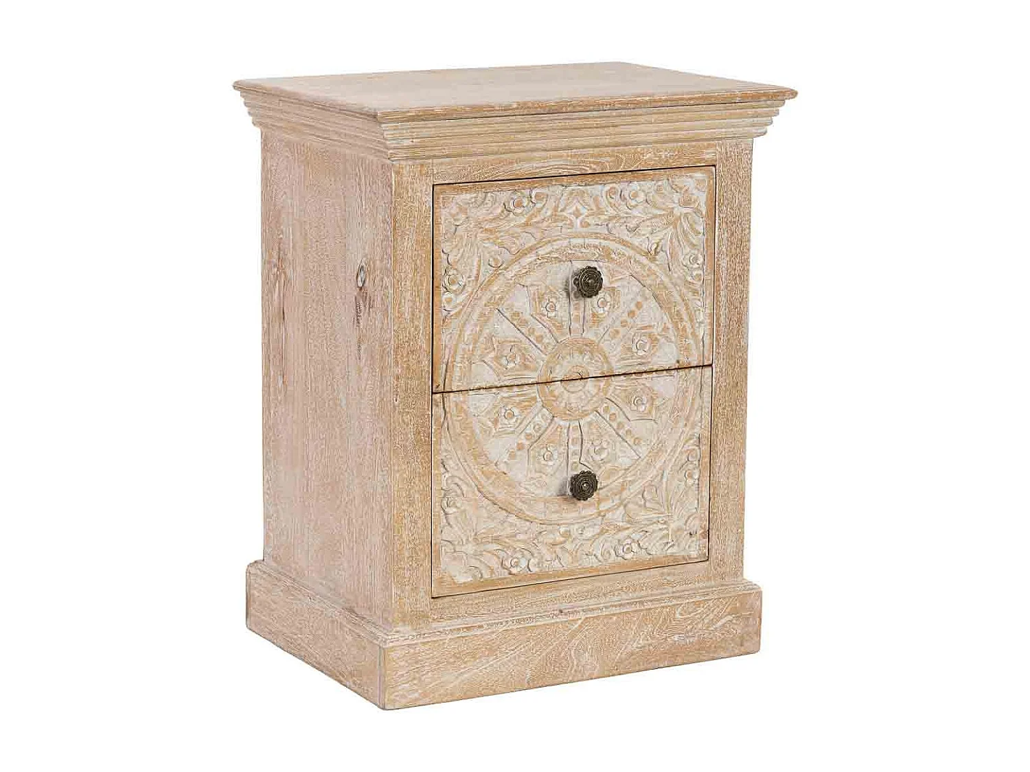 Mesita de noche de Madera artesanal 2 cajones 56x40x70h cm