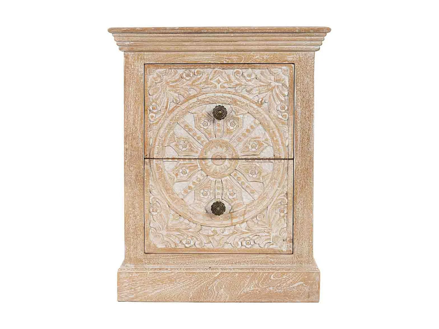 Mesita de noche de Madera artesanal 2 cajones 56x40x70h cm