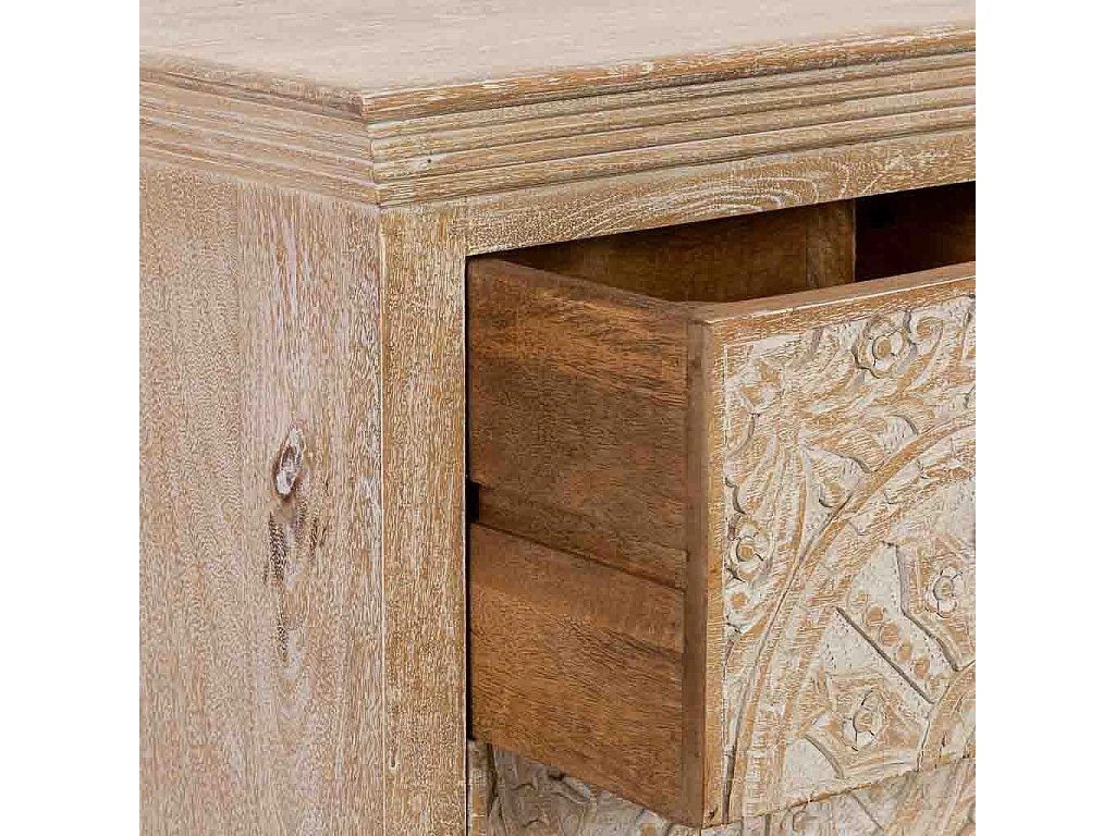 Mesita de noche de Madera artesanal 2 cajones 56x40x70h cm