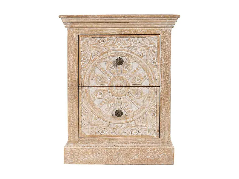 Mesita de noche de Madera artesanal 2 cajones 56x40x70h cm