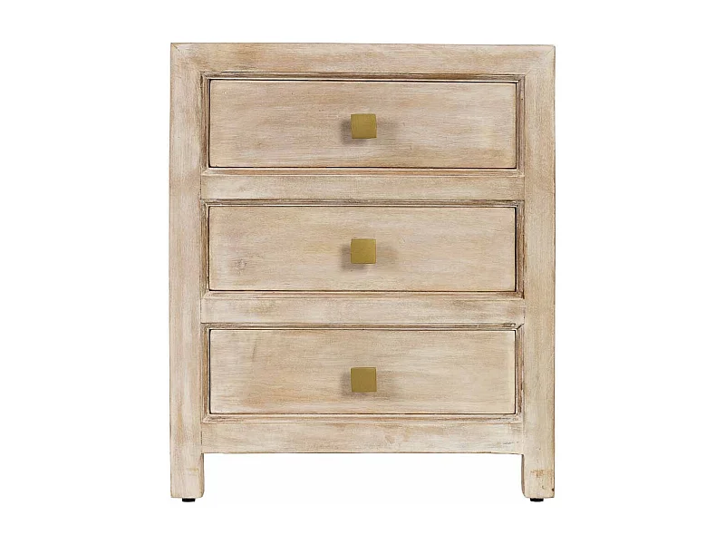 Mesita de noche de madera beige 3 cajones 50x40x60.5h cm
