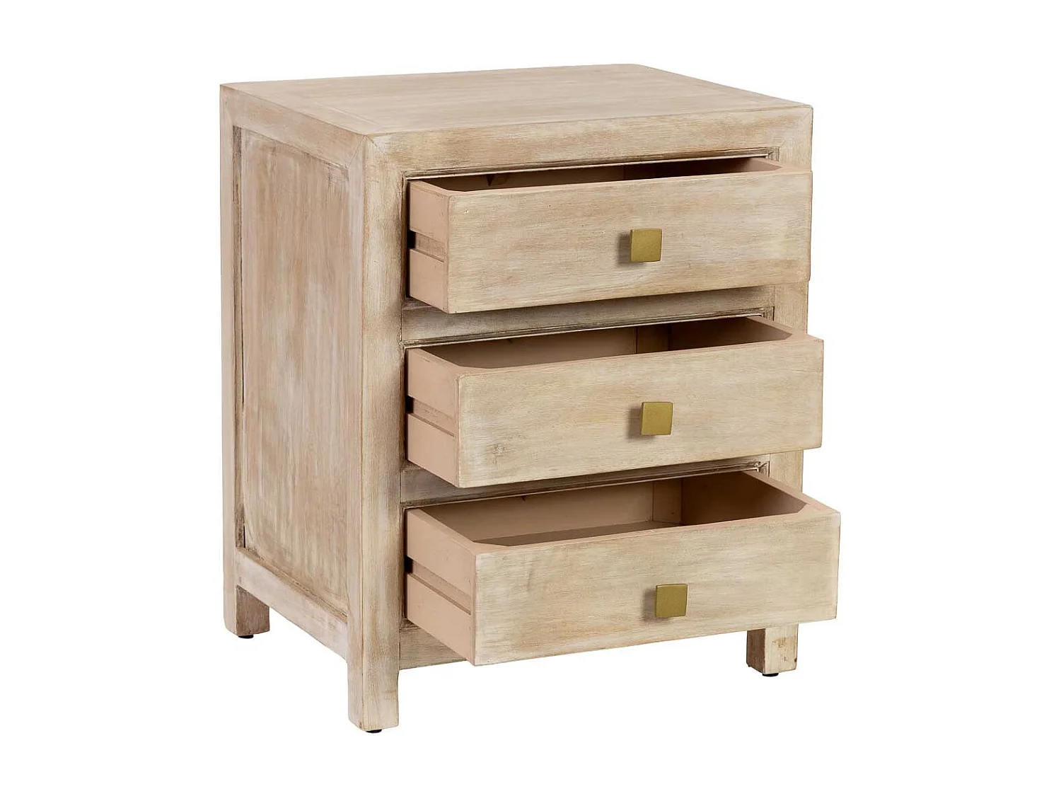 Mesita de noche de madera beige 3 cajones 50x40x60.5h cm