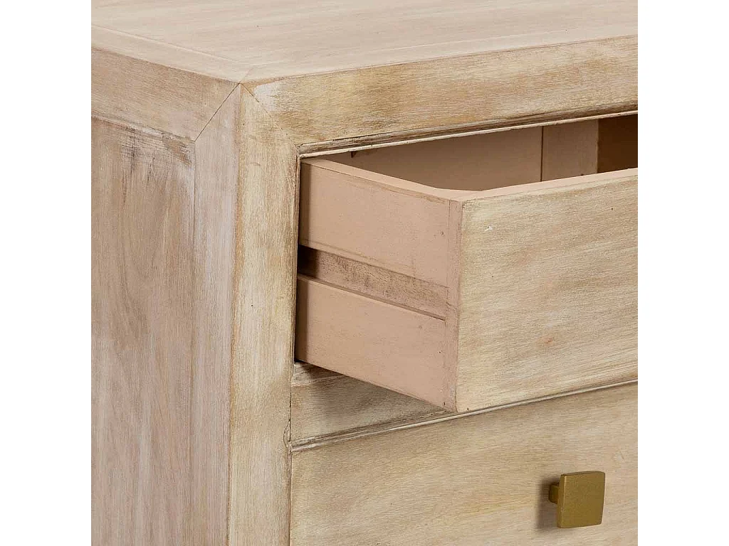 Mesita de noche de madera beige 3 cajones 50x40x60.5h cm
