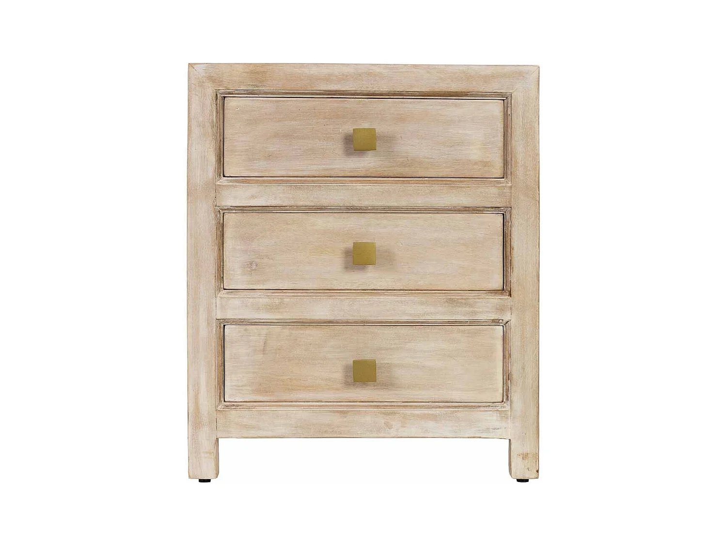 Table de chevet en bois beige avec 3 tiroirs 50x40x60,5 cm