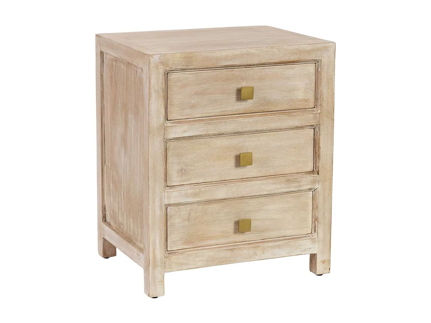 Mesita de noche de madera beige 3 cajones 50x40x60.5h cm