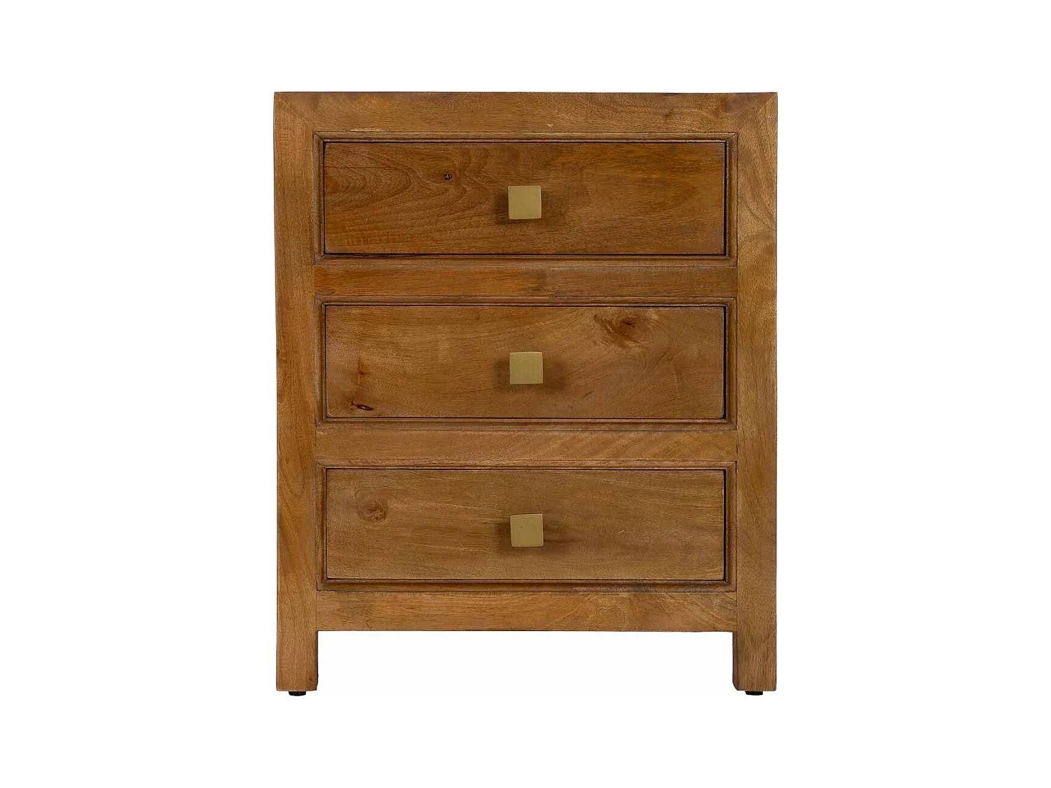 Mesita de noche de madera marrón 3 cajones 50x40x60.5h cm