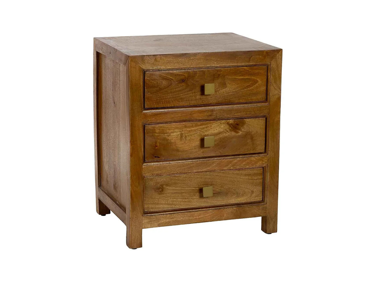 Mesita de noche de madera marrón 3 cajones 50x40x60.5h cm