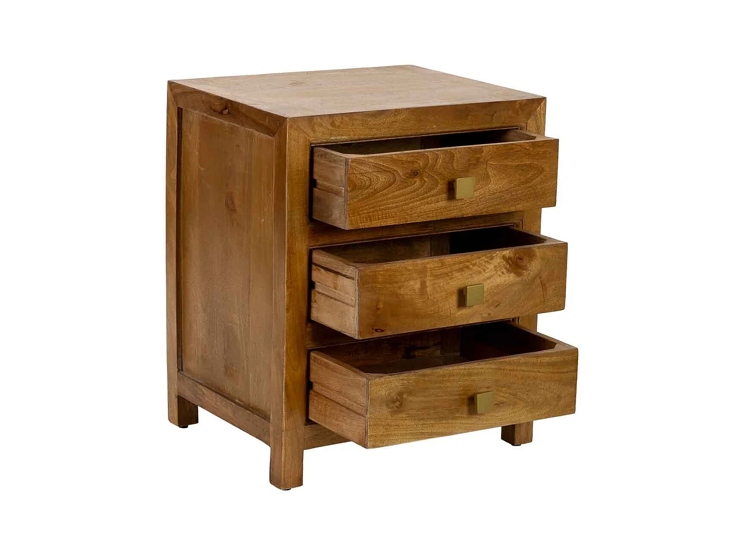 Mesita de noche de madera marrón 3 cajones 50x40x60.5h cm