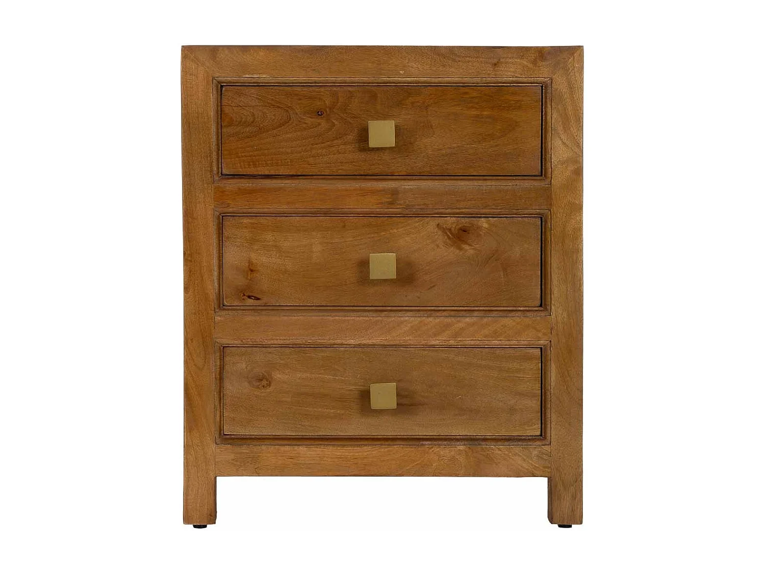 Mesita de noche de madera marrón 3 cajones 50x40x60.5h cm