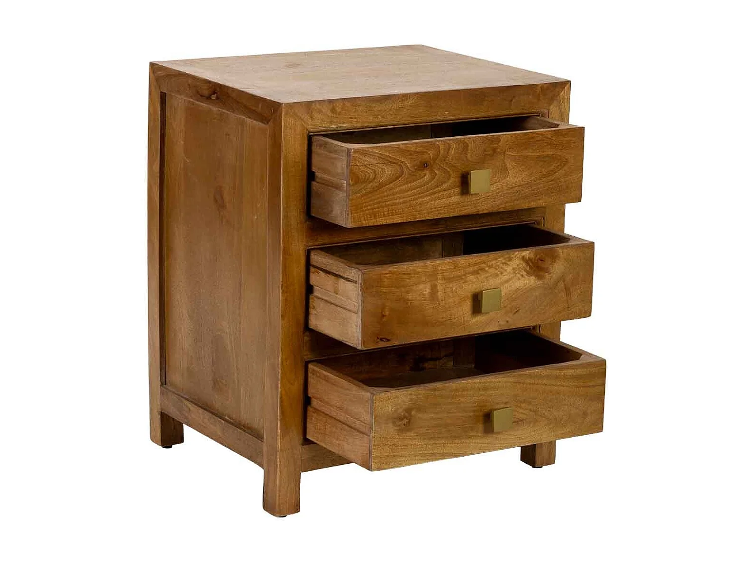 Mesita de noche de madera marrón 3 cajones 50x40x60.5h cm