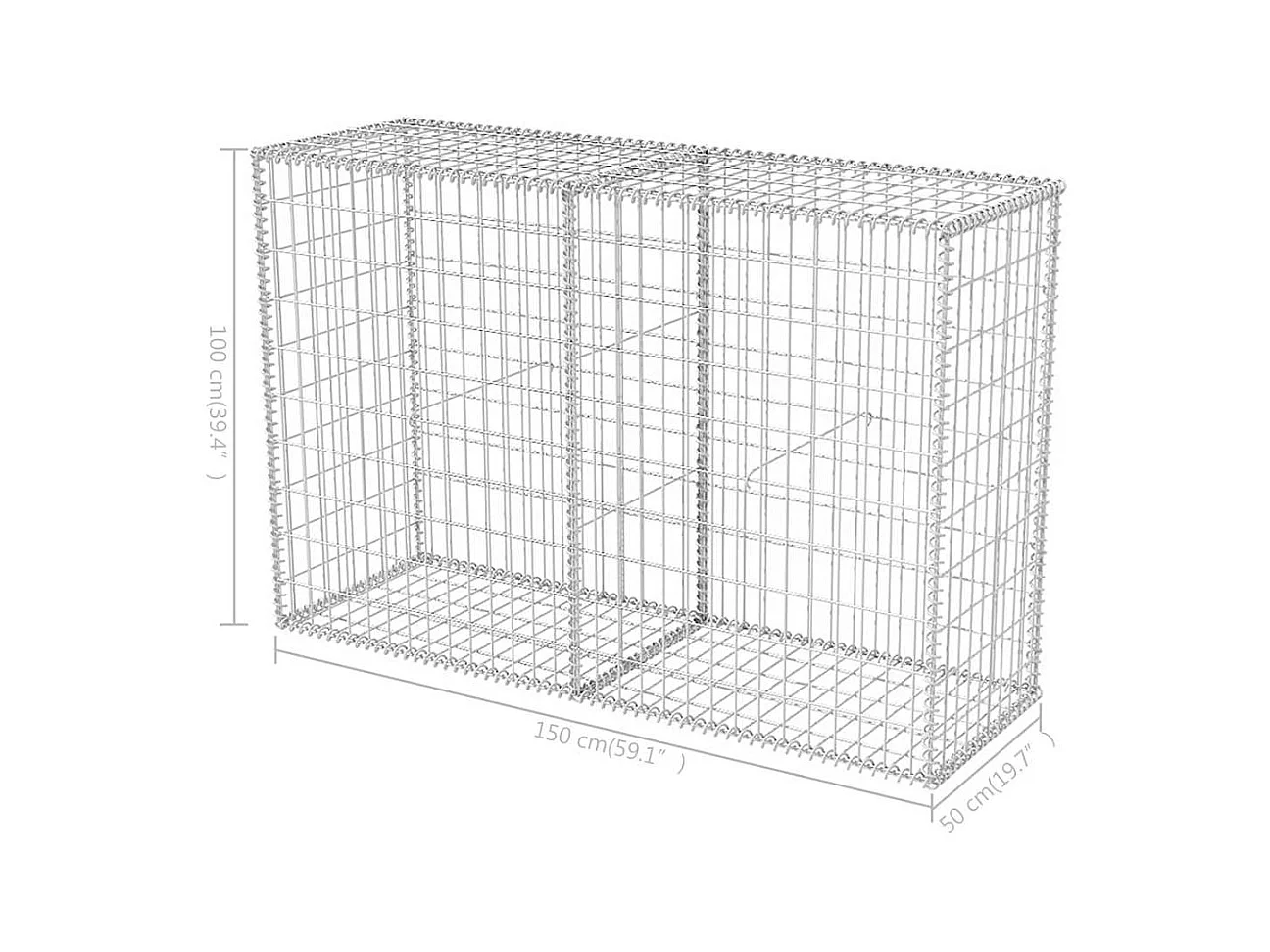 Mur en gabion-Panier de gabion Acier galvanisé 150x50x100 cm