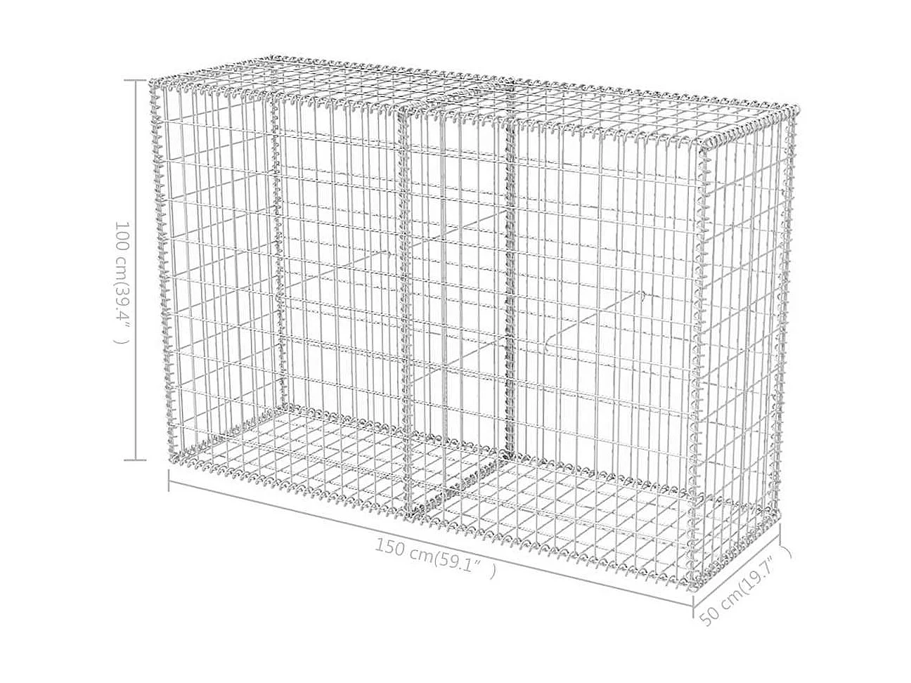 Mur en gabion-Panier de gabion Acier galvanisé 150x50x100 cm