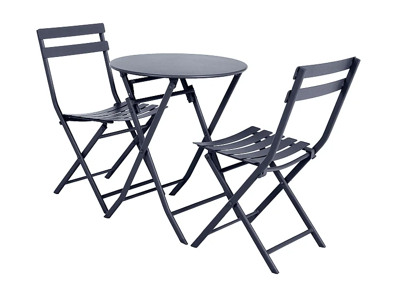 Pack Muebles Exterior Plegables Mesa + 2 Sillas Greensboro Gris