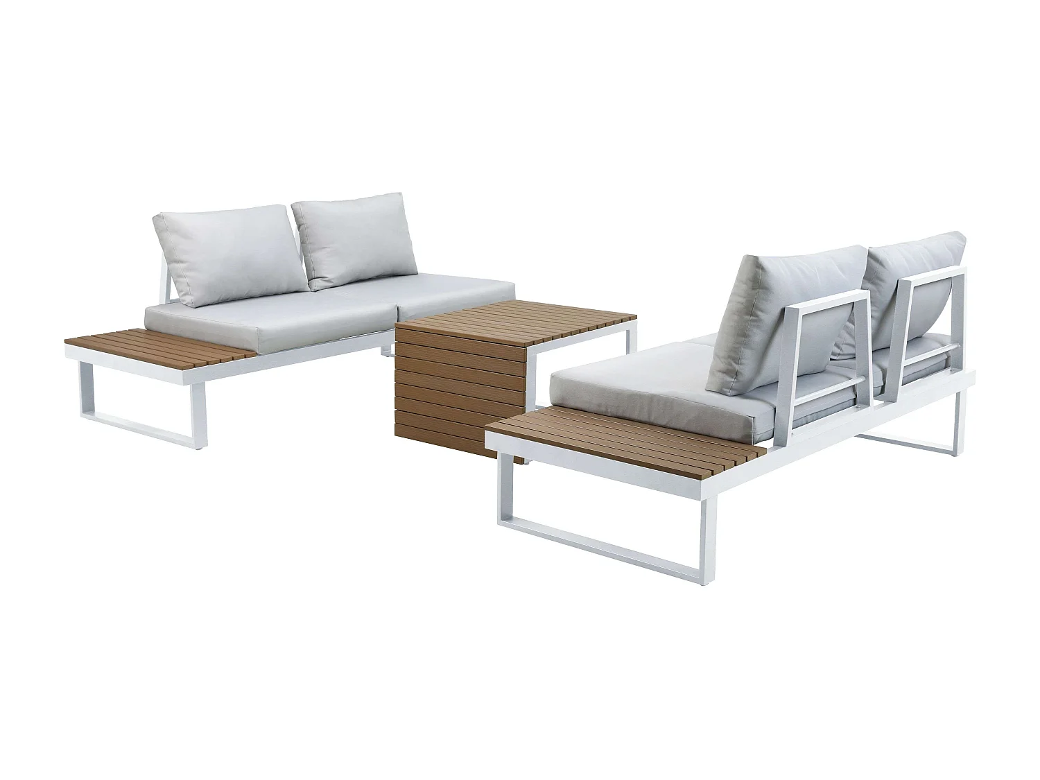 Muebles Exterior Jardín Terraza Gandía 4 Pzs Contemporáneo Blanco Marrón