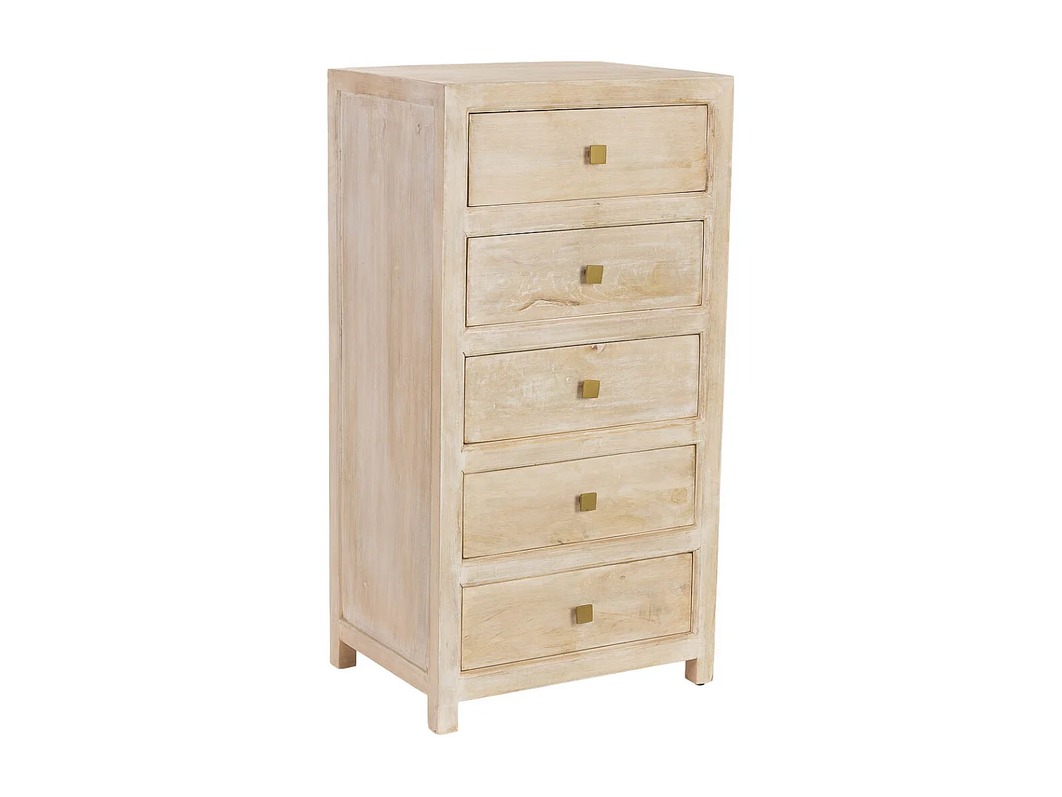 Cómoda em madeira bege com 5 gavetas 60x45x116 cm