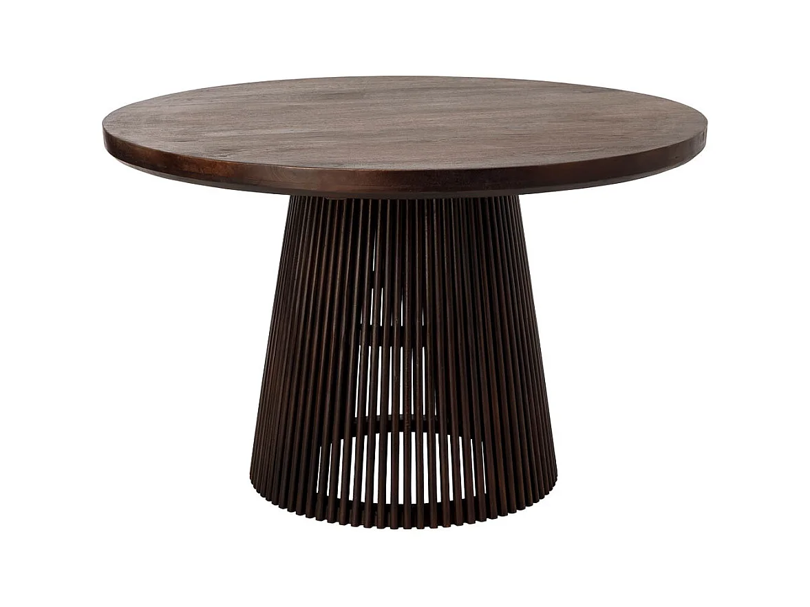 Mesa de madera artesanal marrón 120x120x76h cm
