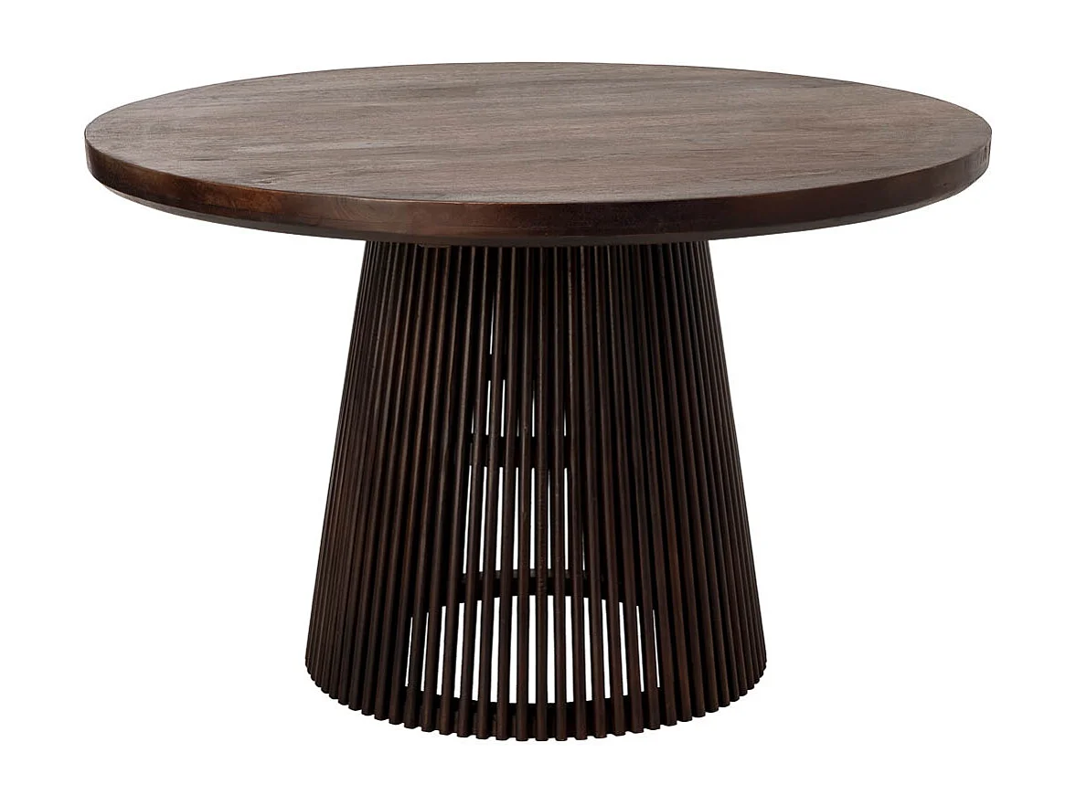 Mesa de madera artesanal marrón 120x120x76h cm