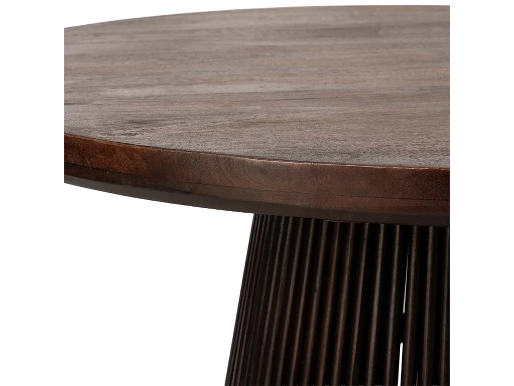 Mesa de madera artesanal marrón 120x120x76h cm