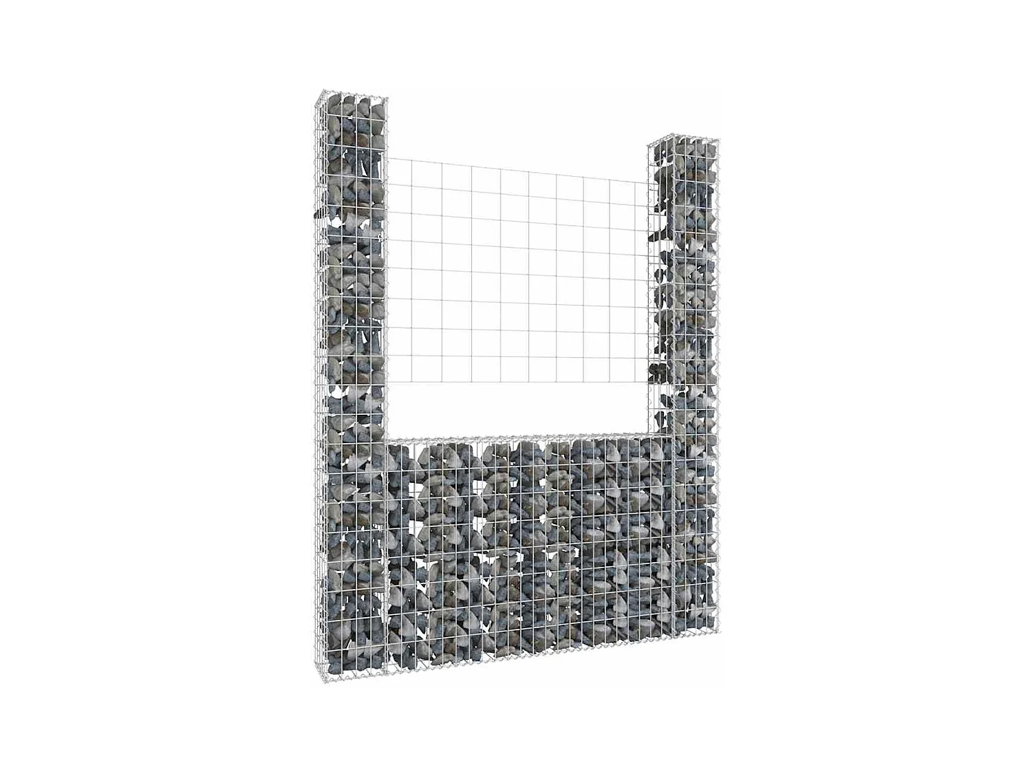 Panier de gabion-Mur en gabion en forme de U avec 2 poteaux Fer 140x20x200 cm