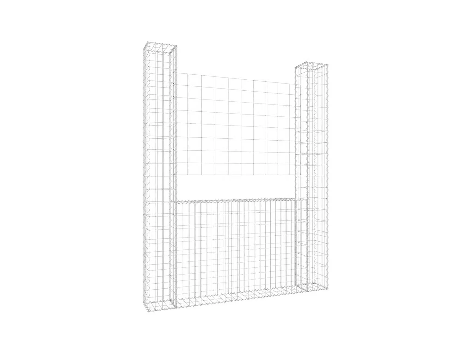 Panier de gabion-Mur en gabion en forme de U avec 2 poteaux Fer 140x20x200 cm