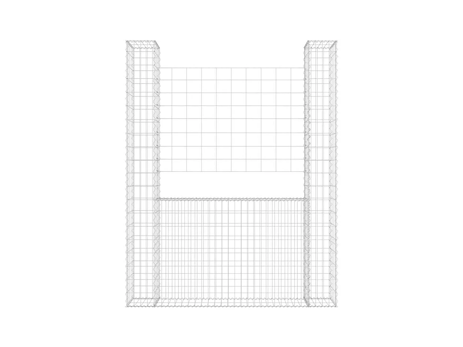 Panier de gabion-Mur en gabion en forme de U avec 2 poteaux Fer 140x20x200 cm