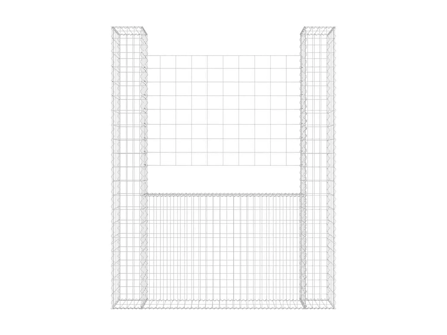 Panier de gabion-Mur en gabion en forme de U avec 2 poteaux Fer 140x20x200 cm