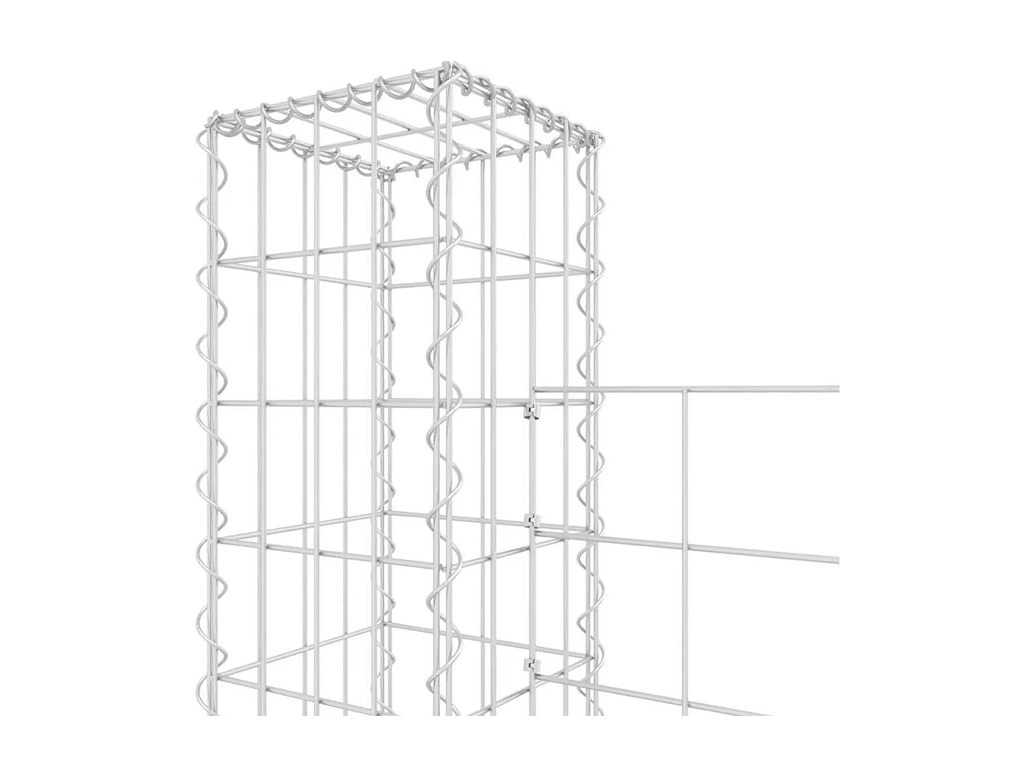 Panier de gabion-Mur en gabion en forme de U avec 2 poteaux Fer 140x20x200 cm