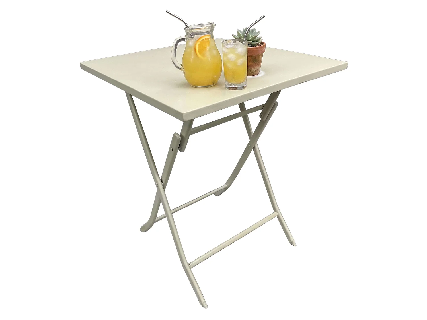 Pack exterior Greensboro Beige mesa y 2 sillas plegables