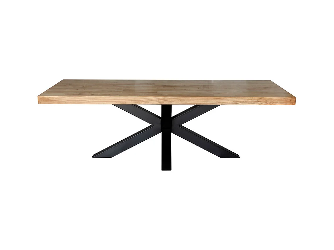 Table à manger en bois marron avec pieds en fer 240x100x76 cm