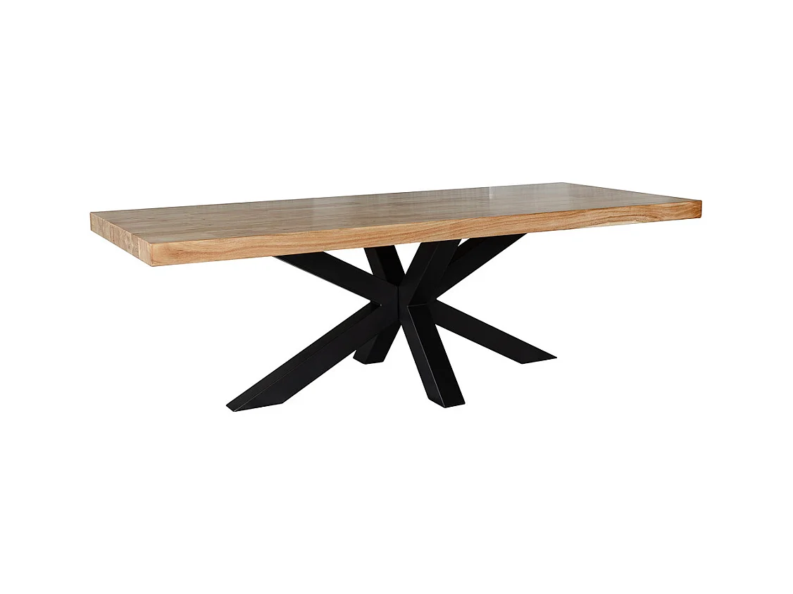 Table à manger en bois marron avec pieds en fer 240x100x76 cm