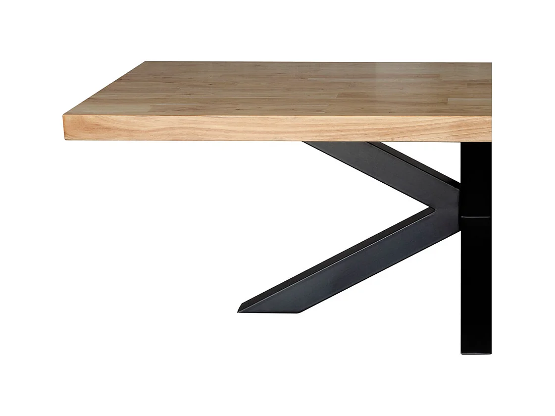 Table à manger en bois marron avec pieds en fer 240x100x76 cm