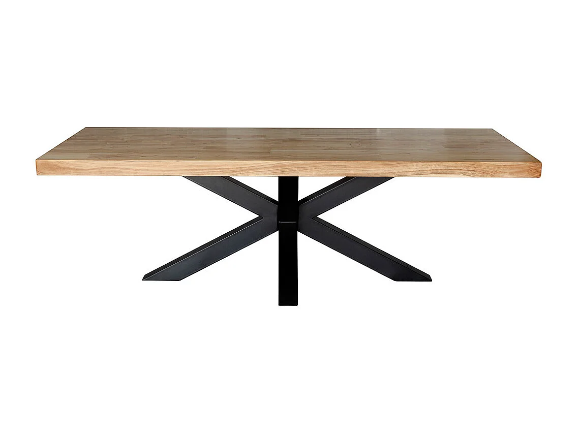 Mesa de jantar em madeira castanha com pés em ferro 240x100x76cm