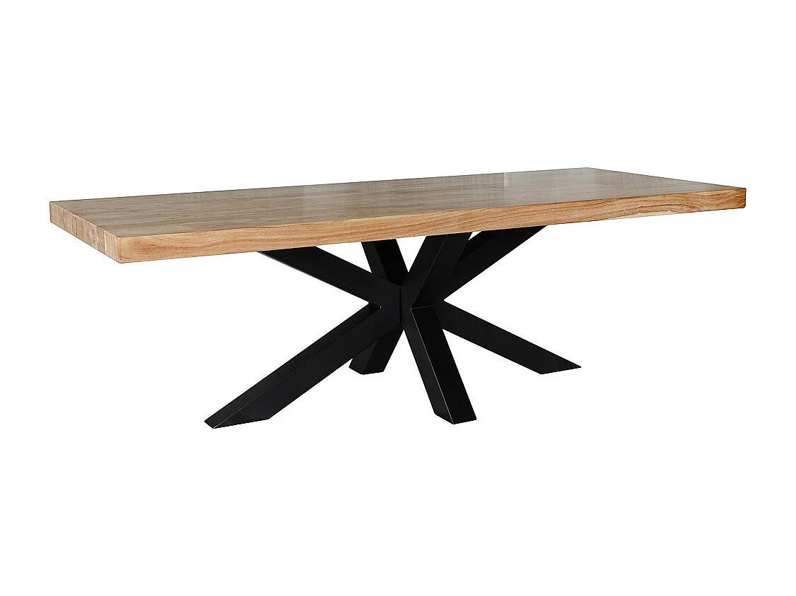 Mesa de jantar em madeira castanha com pés em ferro 240x100x76cm