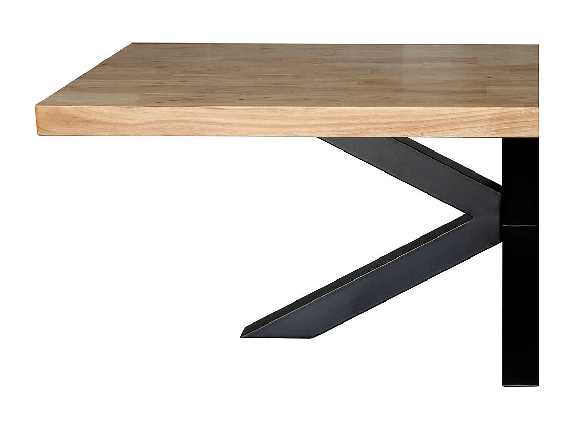 Mesa de jantar em madeira castanha com pés em ferro 240x100x76cm