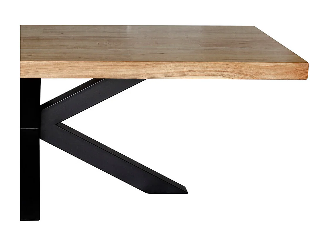 Mesa de jantar em madeira castanha com pés em ferro 240x100x76cm