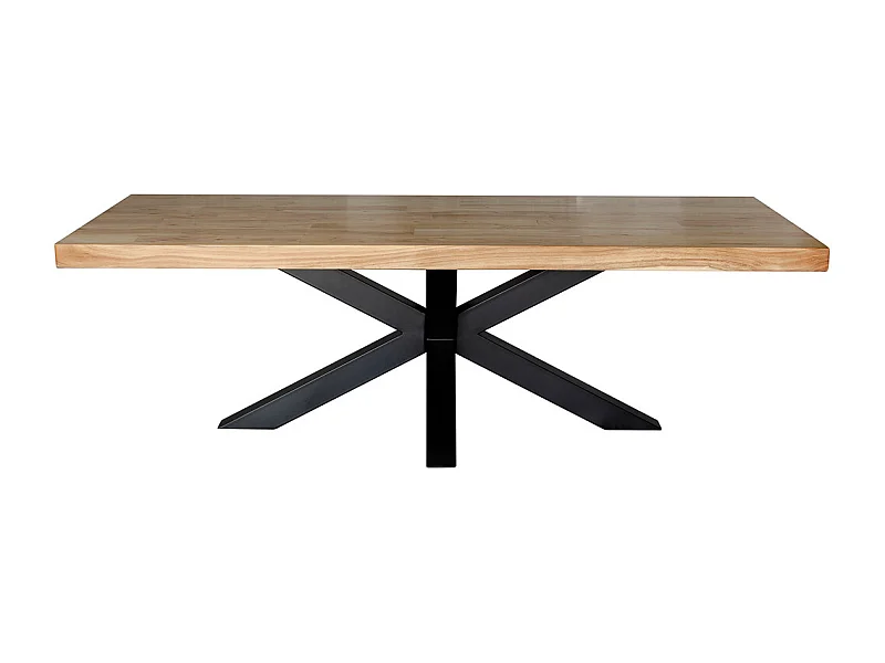 Mesa de comedor de madera marrón y patas de hierro 240x100x76h cm