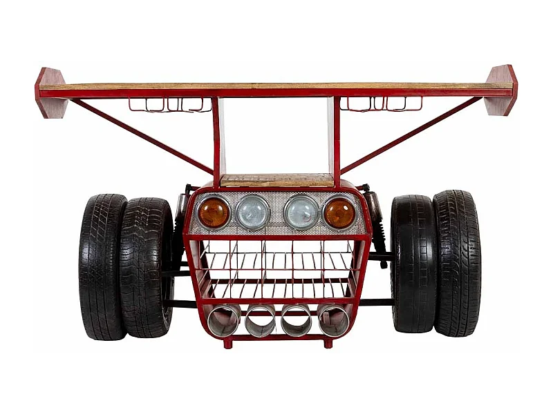 Barra botellero rojo con ruedas 160x53x84h cm