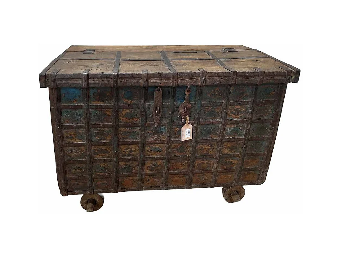 Baúl de madera acabado artesanal marrón 102x58x74h cm